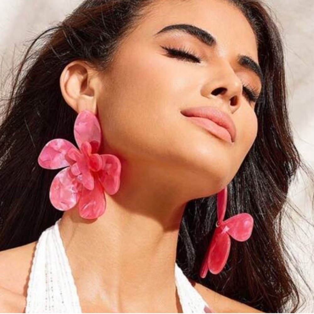 Pink Acrylic Drop Earrings